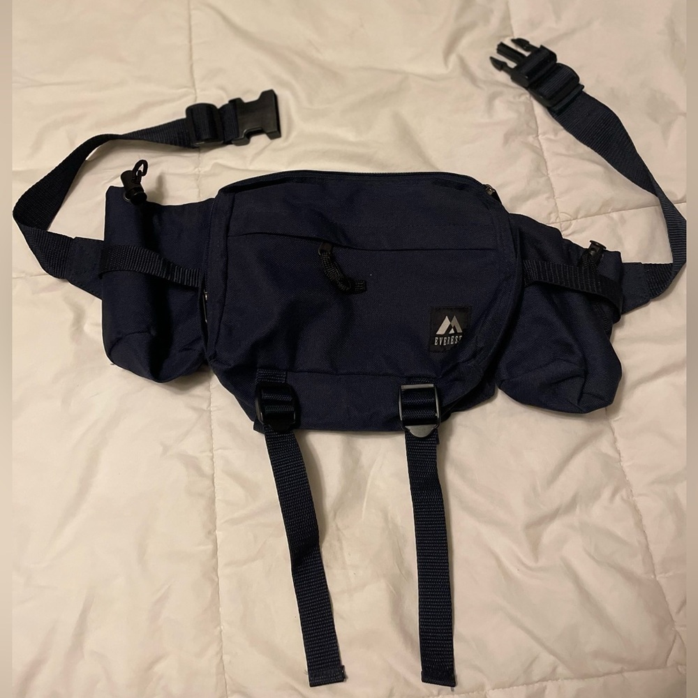 Everest Dual Water Bottle Hiking Fanny Pack Navy Blue